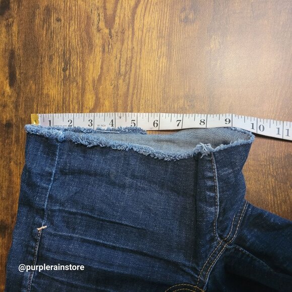 American Eagle Cut Off Shorts Size 4 Mid Rise Dark Wash Super Stretch Denim - Picture 10 of 11